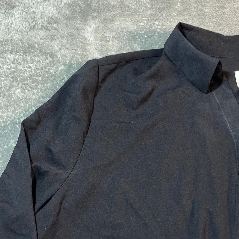 Chico's Criss Cross Hem Tunic 3/4 Sleeve Fashion Top Black 3 Women's Minimalist - Picture 3 of 15